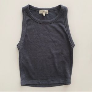 Grey Steel Blue Crop Top Tank